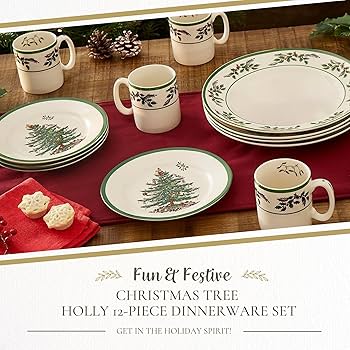 Amazon.com | Spode Christmas Tree 12-Piece Dinnerware Set